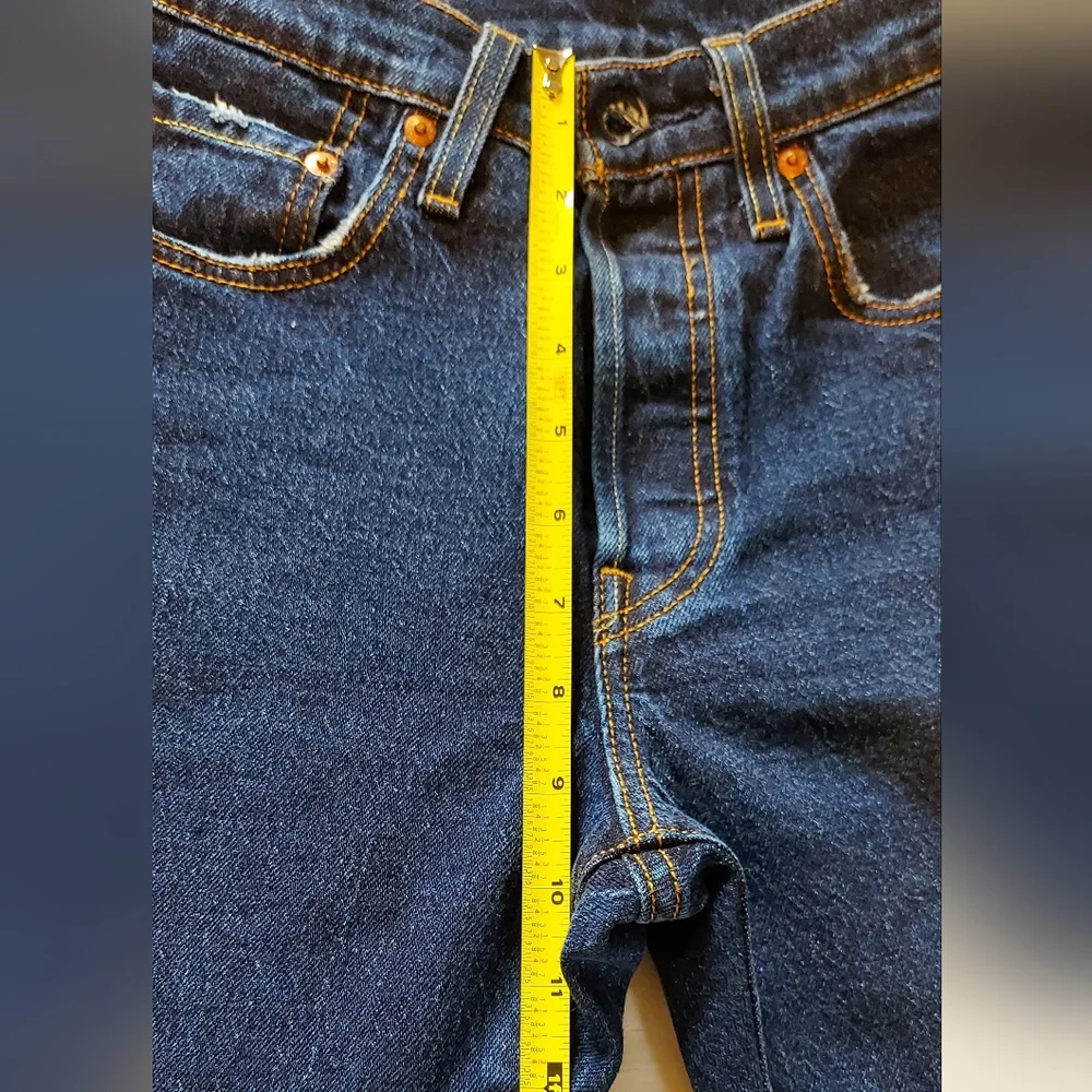 Levis Premium 501s High Rise Straight Leg Dark Wash Jeans 25x28
